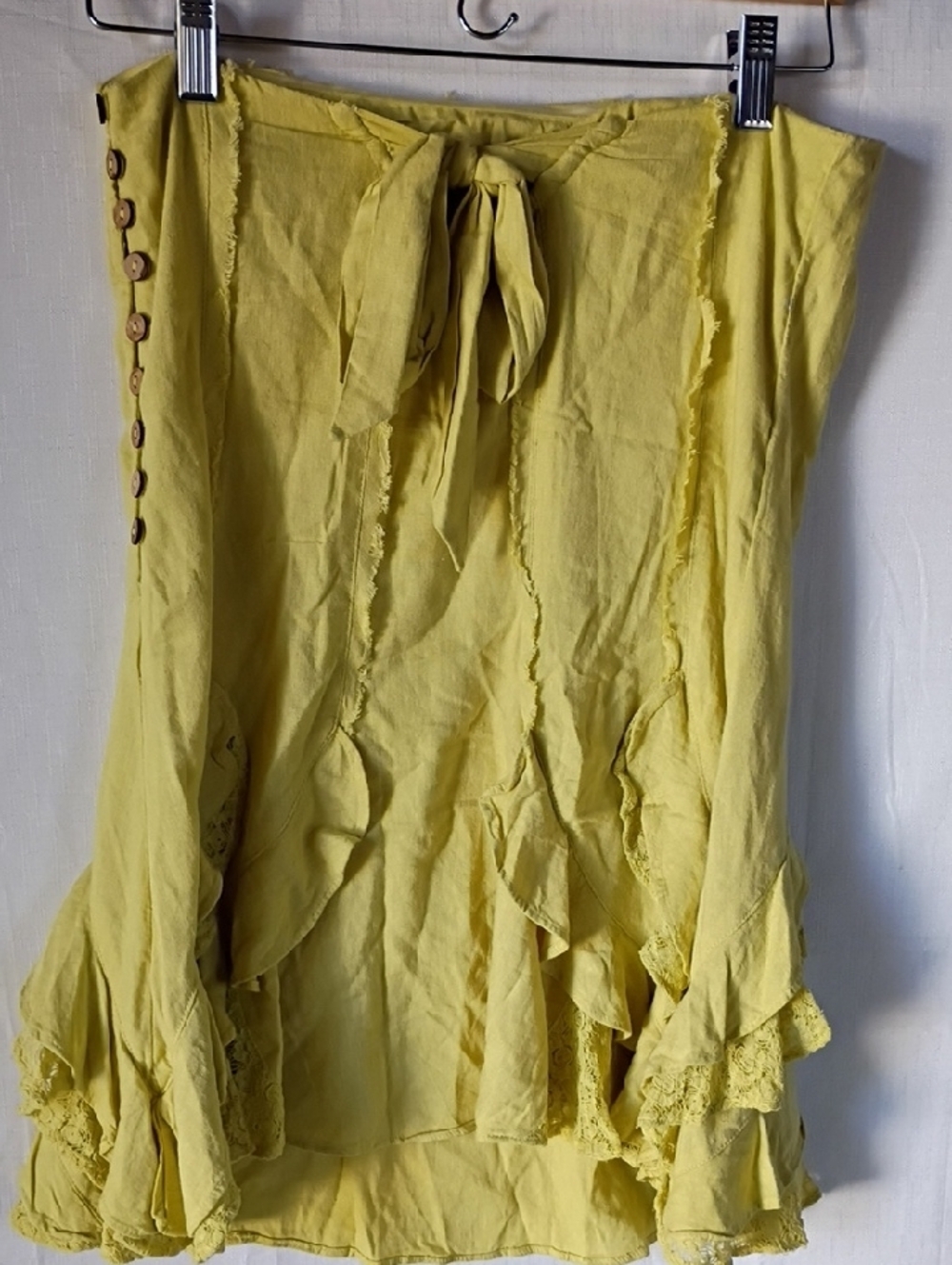 Free People Women's Summer Serenade  Mini Dress Ruffled Linen Size XS - Picture 6 of 11